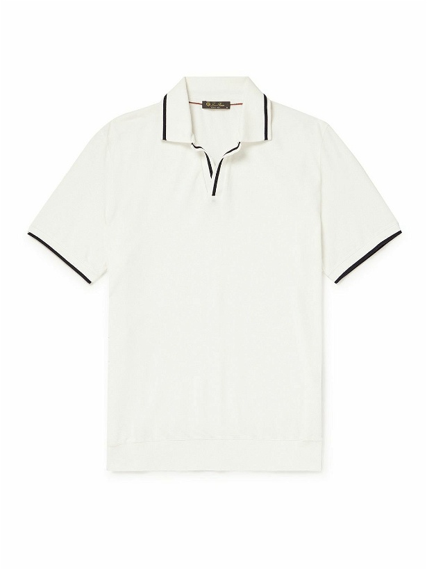 Photo: Loro Piana - Contrast-Tipped Cotton Polo Shirt - White