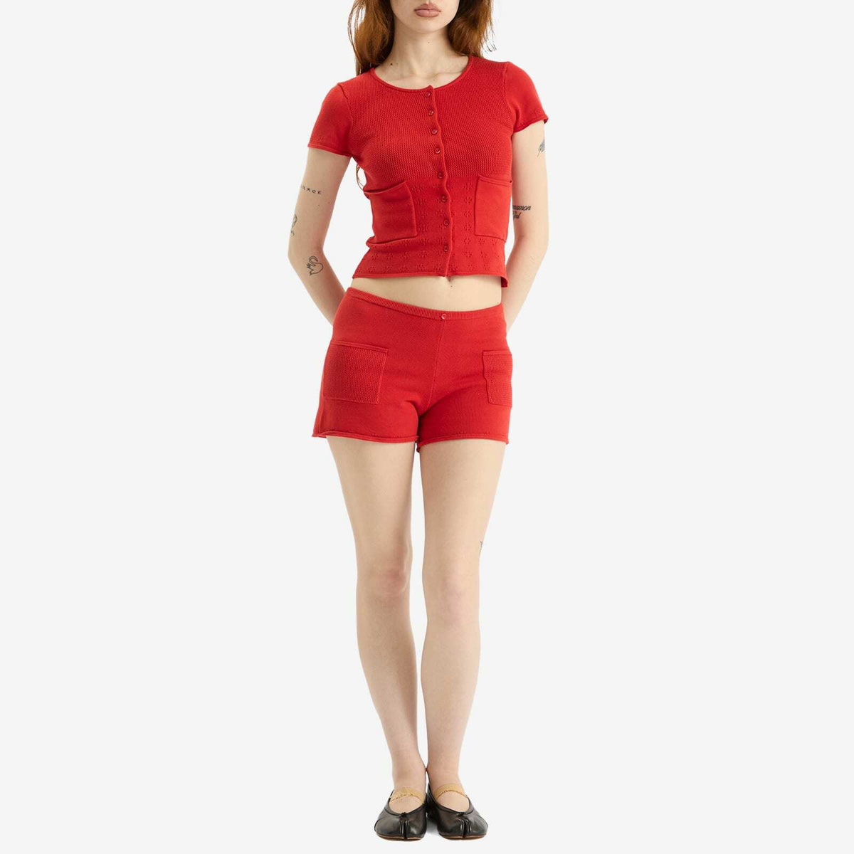 Peachy Den Women's Marie Knit Shorts in Jam