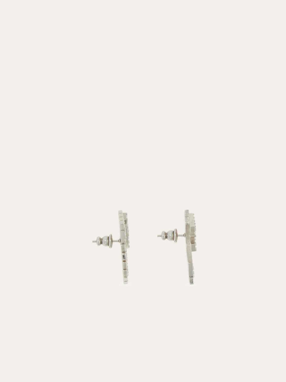 Ferragamo Womens Deconstructed Gancio stud earrings in Silver