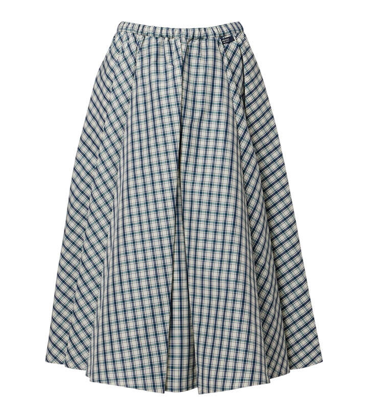 Photo: Prada Checked cotton-blend chambray midi skirt