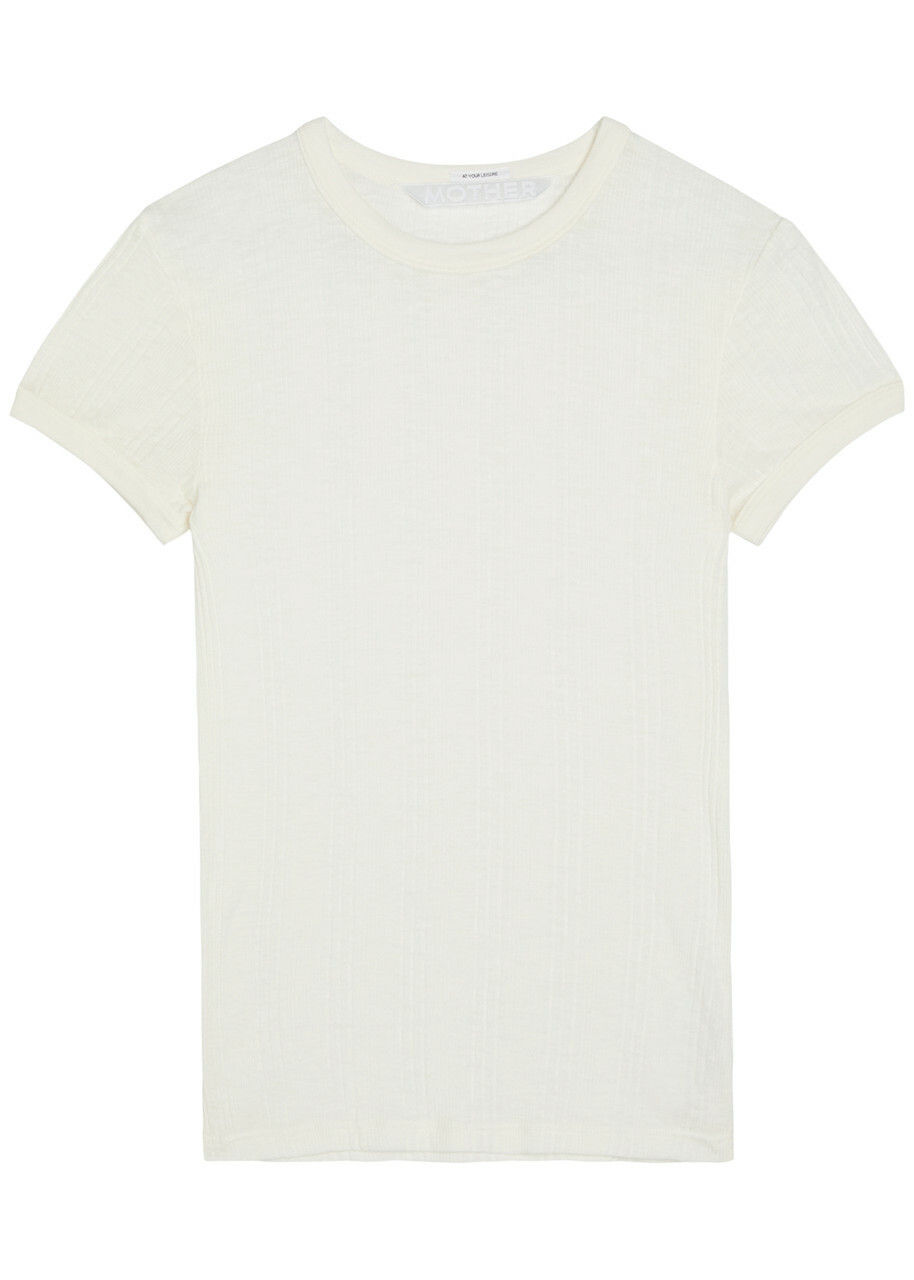 Mother The Itty Bitty Ringer Ribbed Cotton T-shirt White