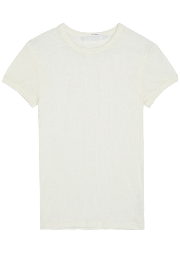 Photo: Mother The Itty Bitty Ringer Ribbed Cotton T-shirt White