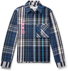 Off-White - Printed Checked Cotton-Blend Flannel Shirt - Blue