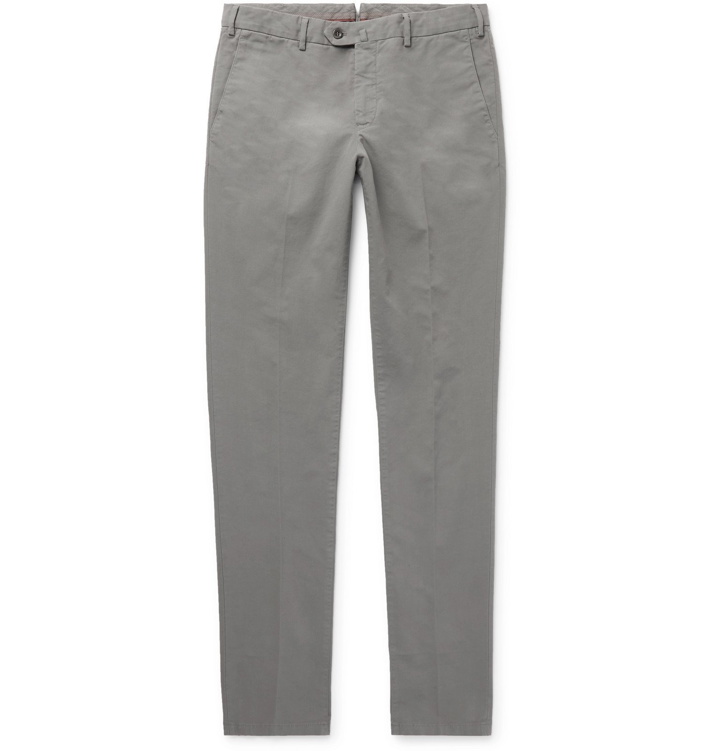 Photo: Loro Piana - Slim-Fit Washed Cotton-Blend Trousers - Gray