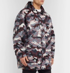 Valentino - Logo and Camouflage-Print Shell Hooded Coat - Gray