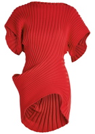Issey Miyake Asymmetric Ribbed-knit top Red