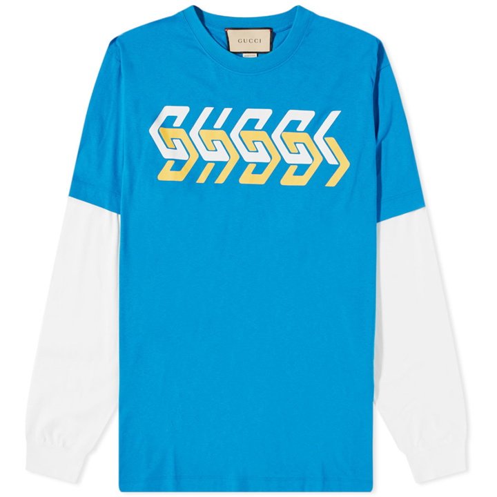 Photo: Gucci Men's Interlock Logo T-Shirt in Blue