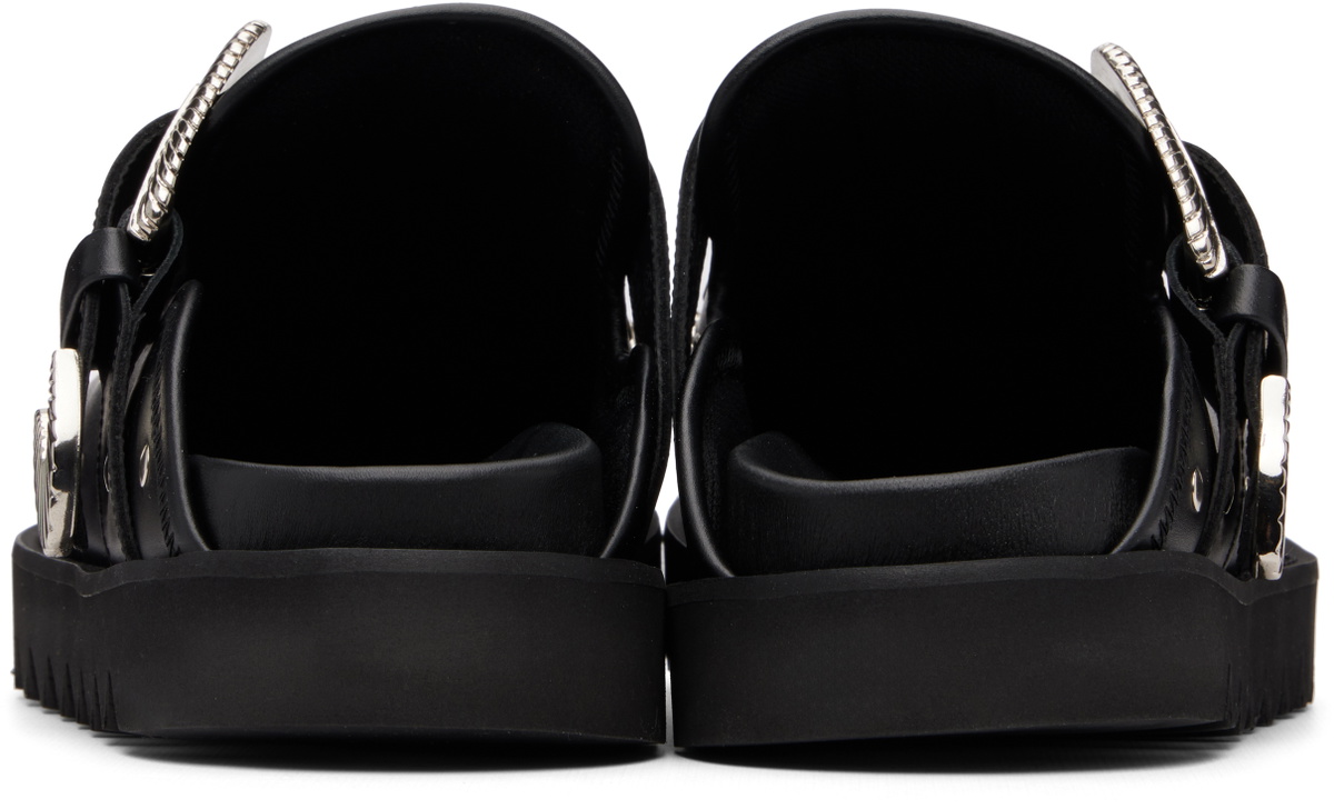 Toga Virilis Black Eyelet Metal Sabot Slip-on Loafers