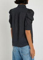 Frame The Gillian Polka-dot Silk-chiffon Blouse Navy