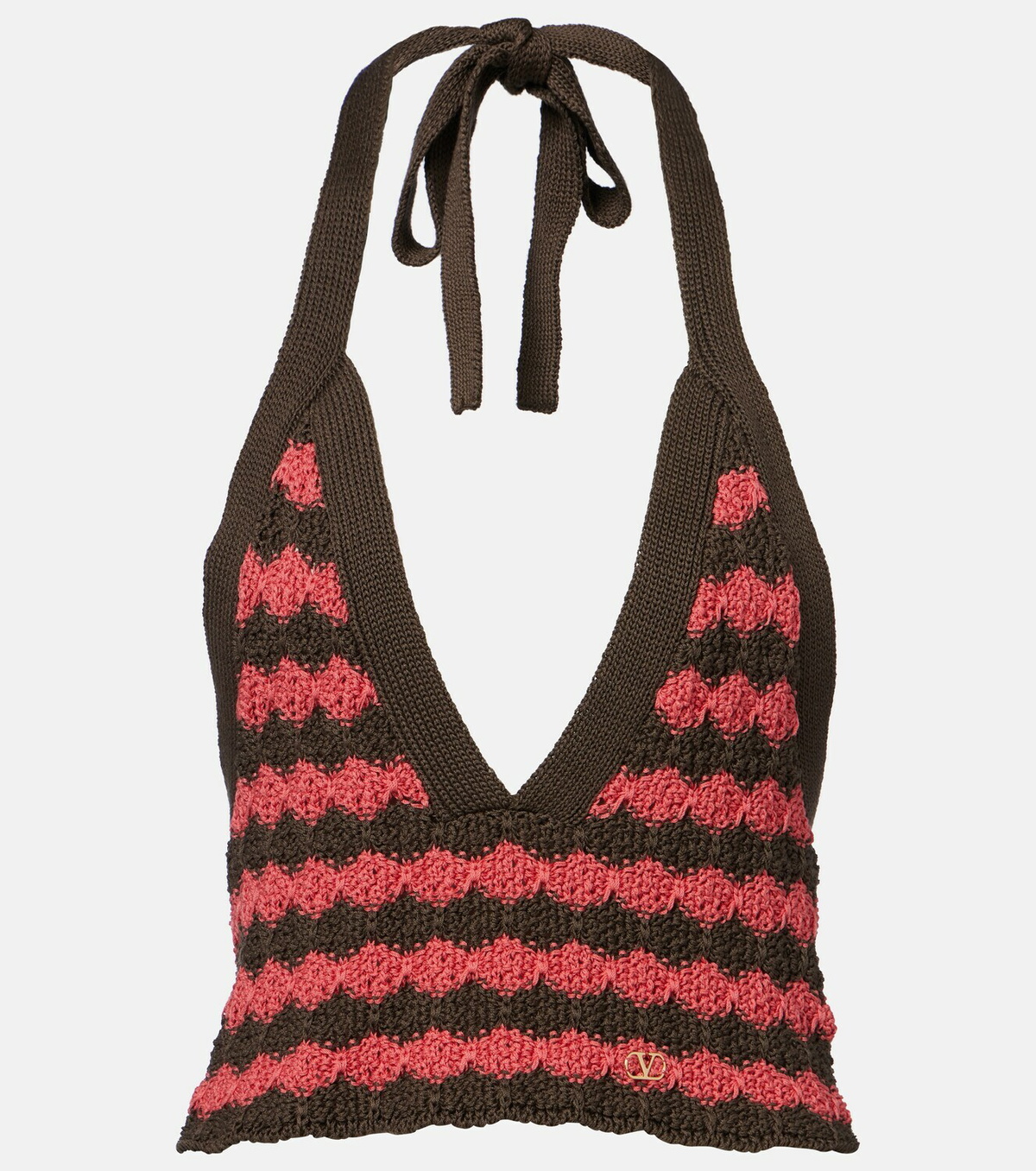 Valentino Striped knitted cotton crop top