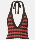 Valentino Striped knitted cotton crop top