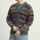Jamieson's of Shetland Men's Jamiesons of Shetland Fair Isle V-Neck Cardigan in Grey