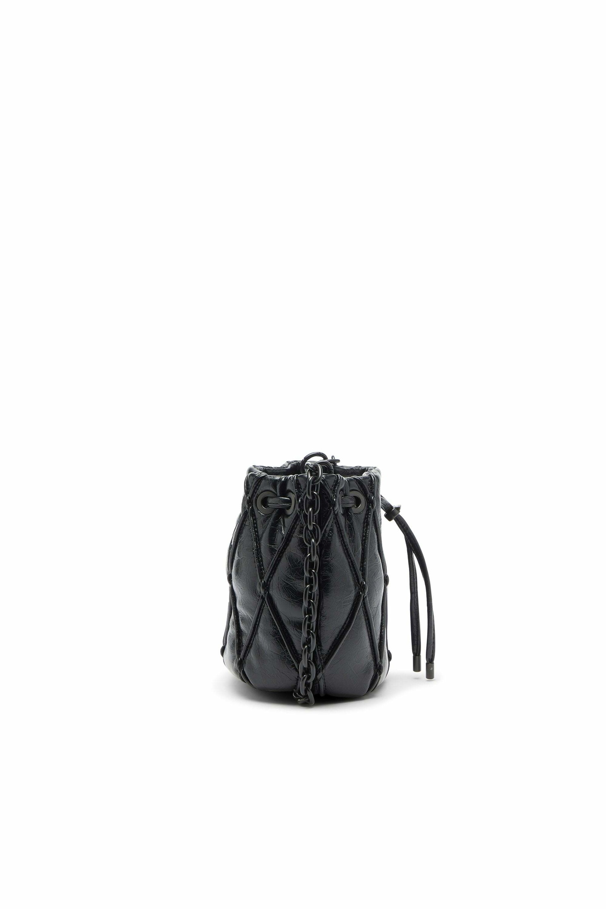 Diesel Charm-D - Bucket bag in shiny quilted PU - Shoulder Bags Womens in Black