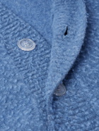 LOEWE - Logo-Appliquéd Brushed Wool-Blend Cardigan - Blue
