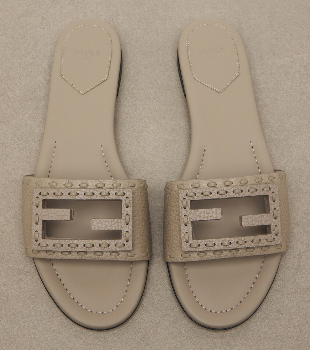 Fendi Tube FF leather slides