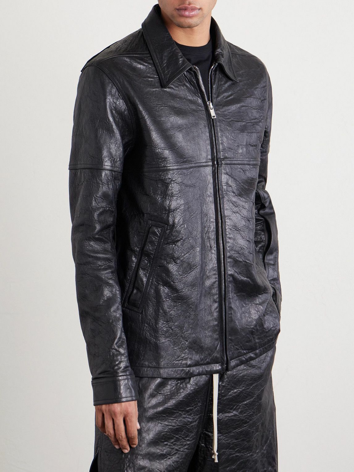 Rick Owens - Brad Textured Leather Jacket - Black Rick Owens