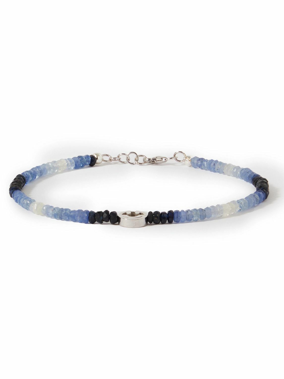 Roxanne First - The Smiley White Gold Sapphire Beaded Bracelet - Blue
