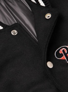 Balmain - Logo-Appliquéd Virgin Wool and Leather Varsity Jacket - Black