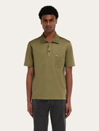 Ferragamo Mens Short-sleeved polo shirt with pocket detail in Green