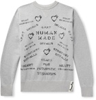 Human Made - Logo-Appliquéd Printed Mélange Fleece-Back Cotton-Jersey Sweatshirt - Gray