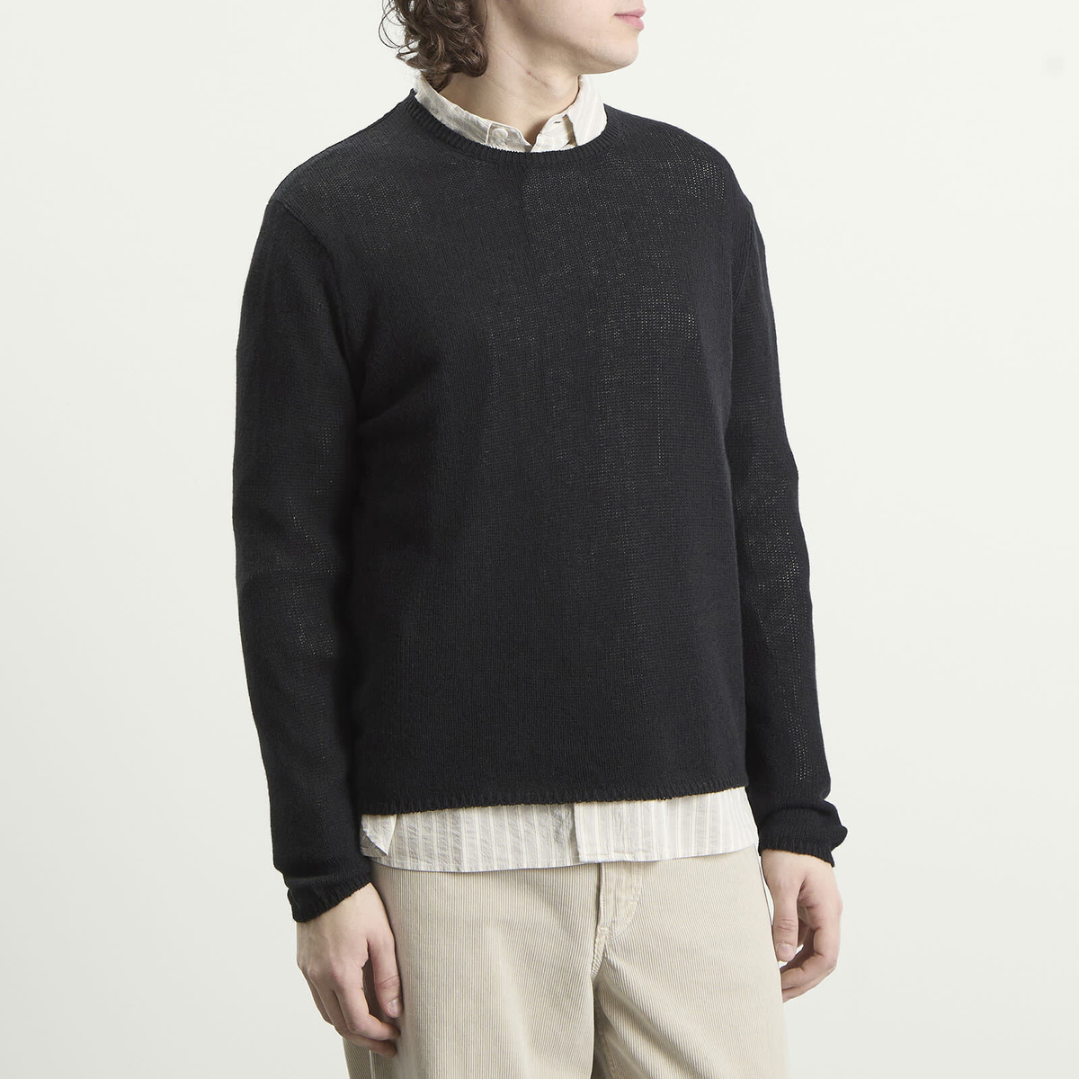 Auralee Men's Summer Cashmere Knit Jumper in Black