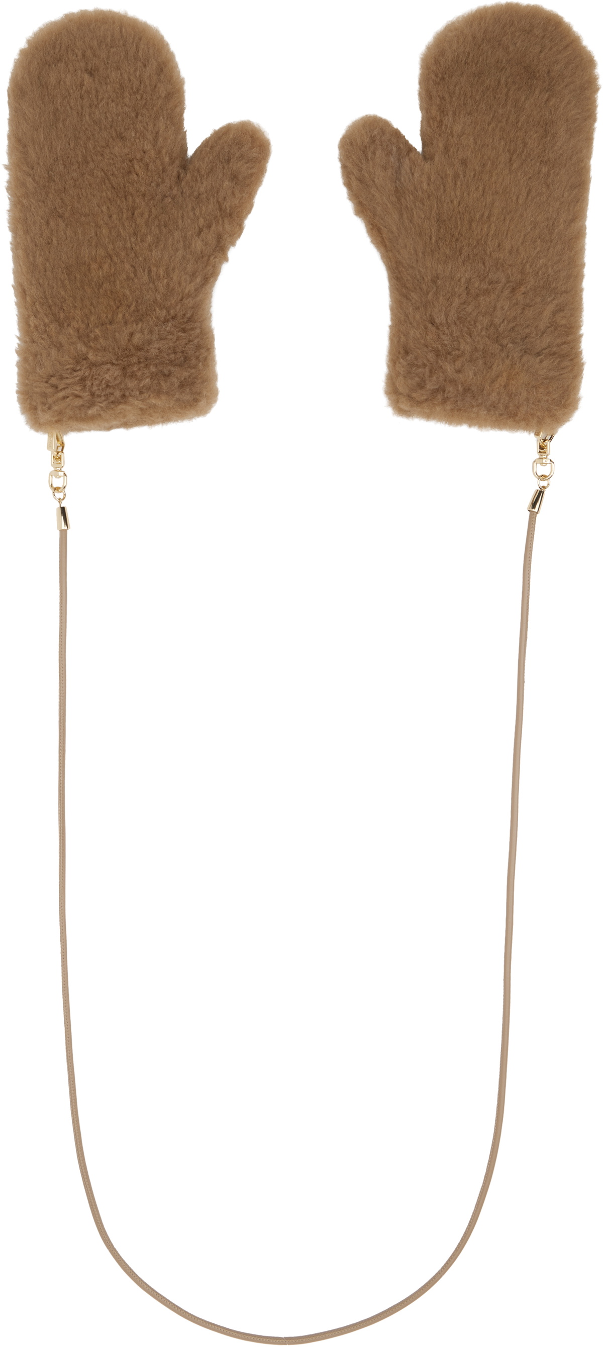 【Max Mara】 Ombratoテディー mittens Ombrato camel hair and silk mittens in brown - Max Mara