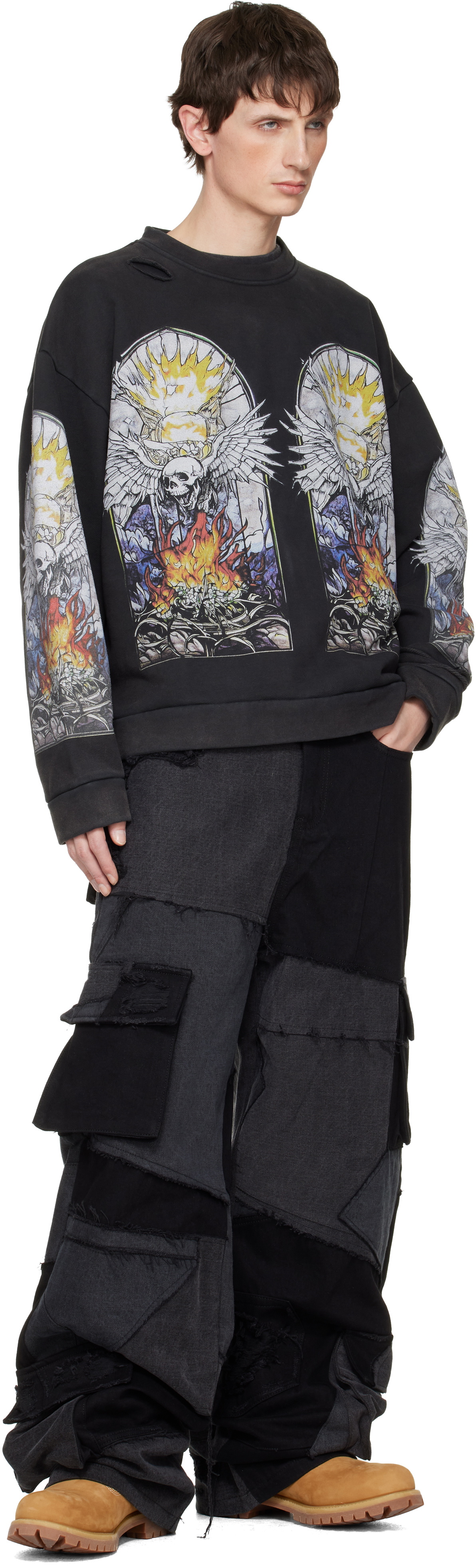 Who Decides War Black Skull Pullover Sweatshirt