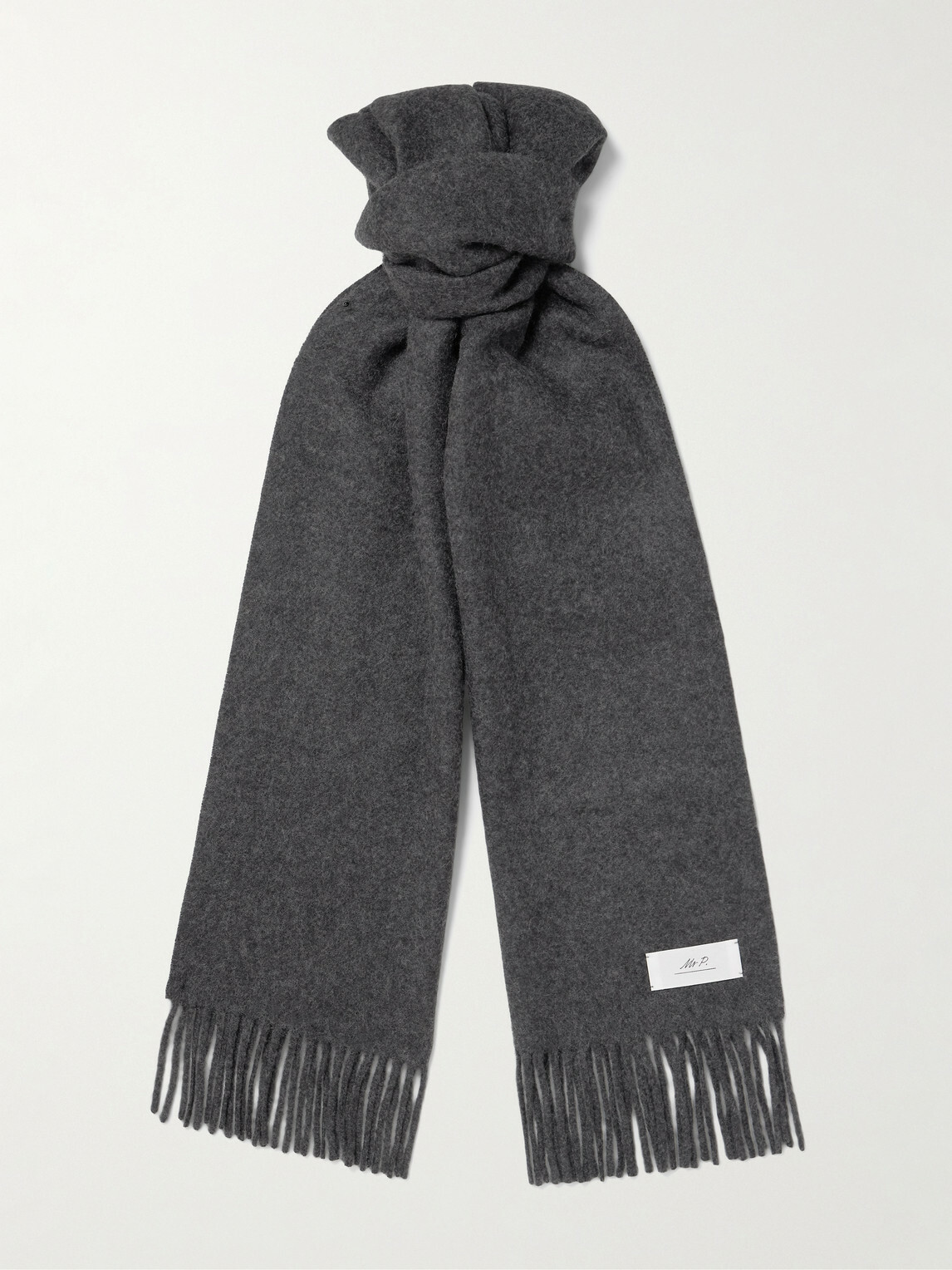 Mr P. - Logo-Appliquéd Fringed Cashmere Scarf