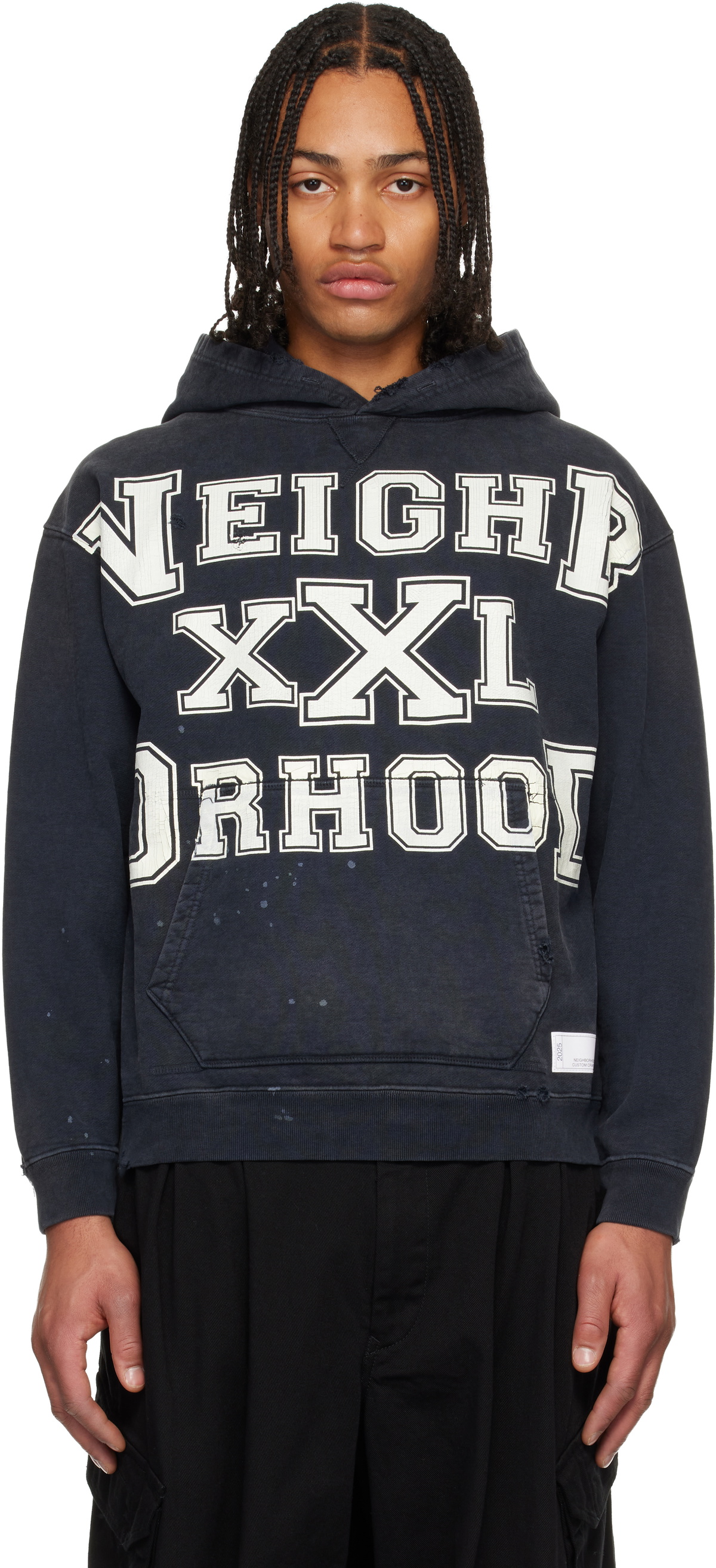 Neighborhood Men's Pigment Dyed Sweat Hoodie in Black Neighborhood