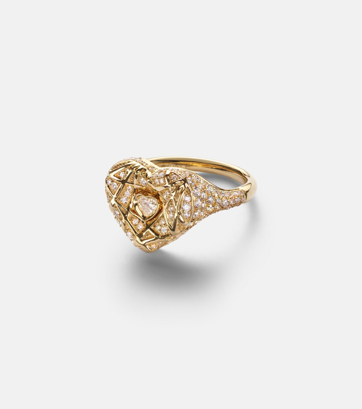Kamyen 18kt gold pinky ring with diamond