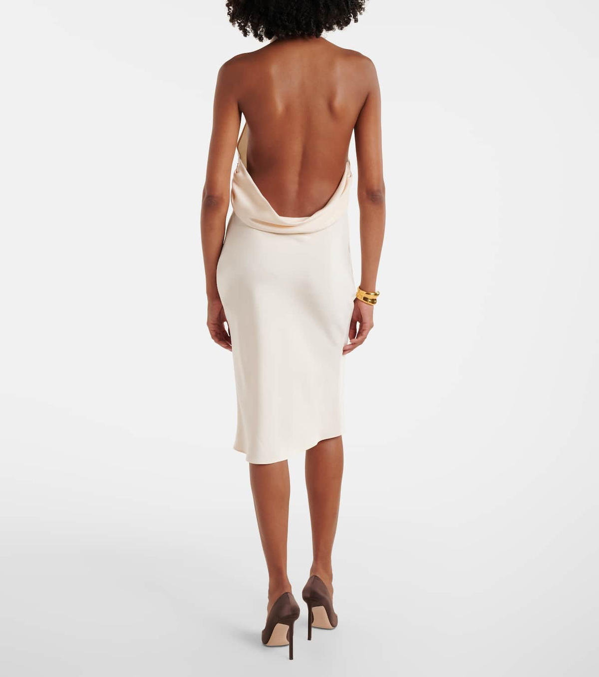 Tom Ford Halterneck silk sablé cocktail dress
