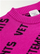 VETEMENTS - Oversized Logo-Jacquard Merino Wool Sweater - Pink