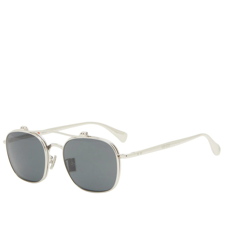 Photo: Kenzo Eyewear Men's Kenzo KZ40188U Sunglasses in Shiny Palladium/Green 