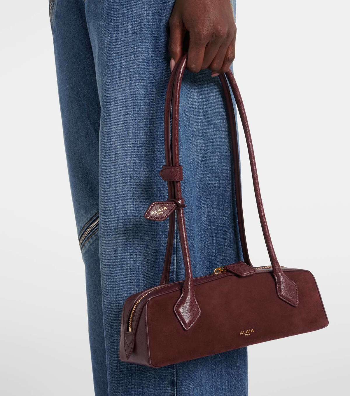 Alaïa Le Teckel Small suede shoulder bag