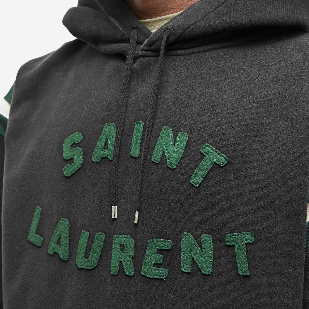 Saint Laurent Men's Logo Varsity Hoody in Black Saint Laurent