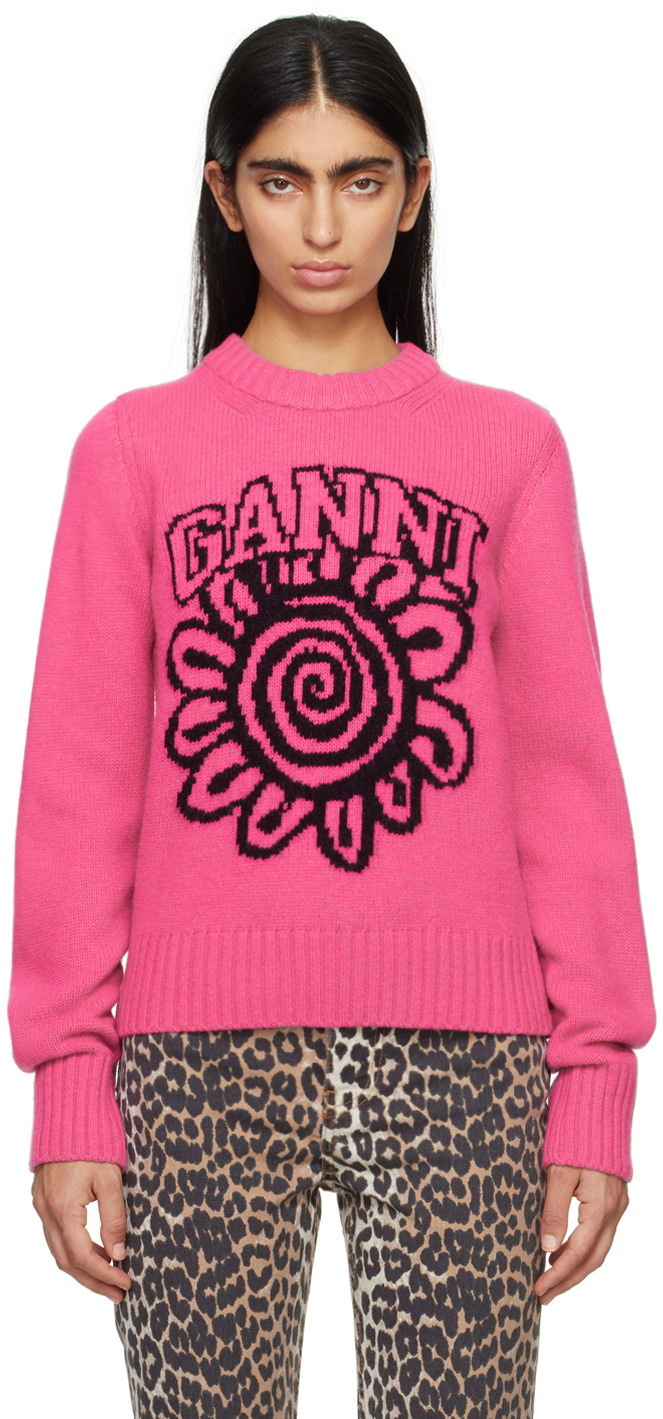 GANNI Pink Floral Sweater GANNI