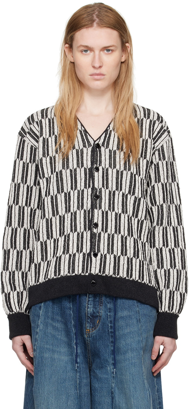 NEEDLES Off-White & Black V-Neck Cardigan Needles