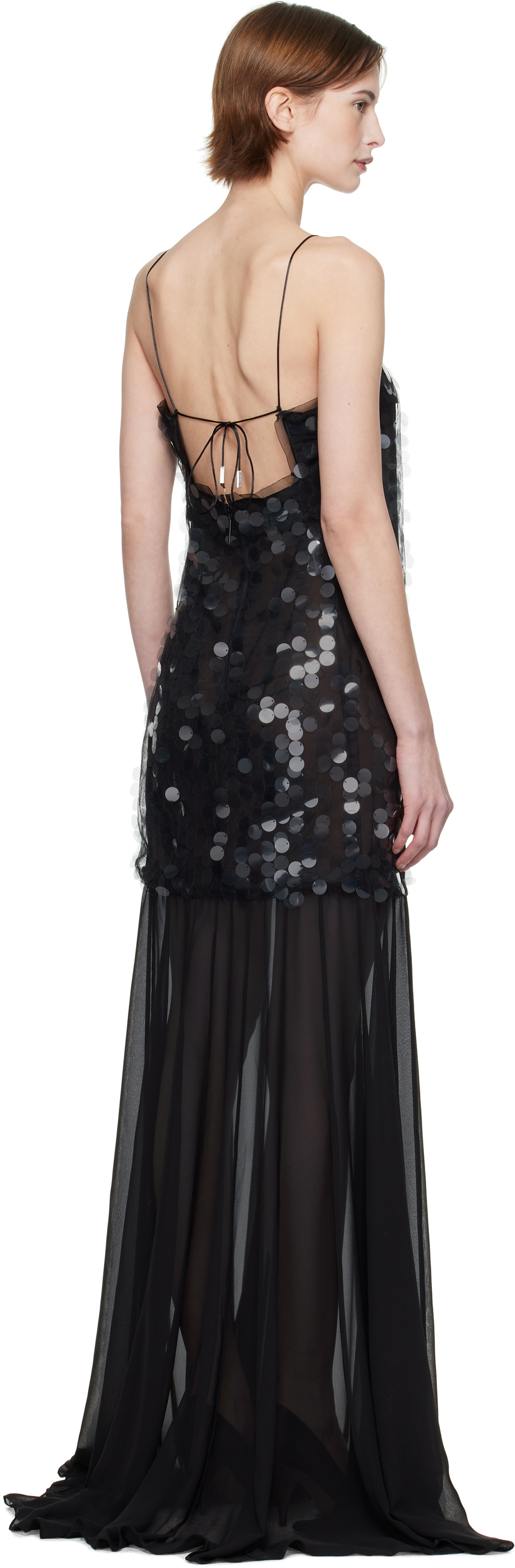 blue dress for baby girl Black Sequin Maxi Dress with Fur Trim – Aquarius Brand main image 0