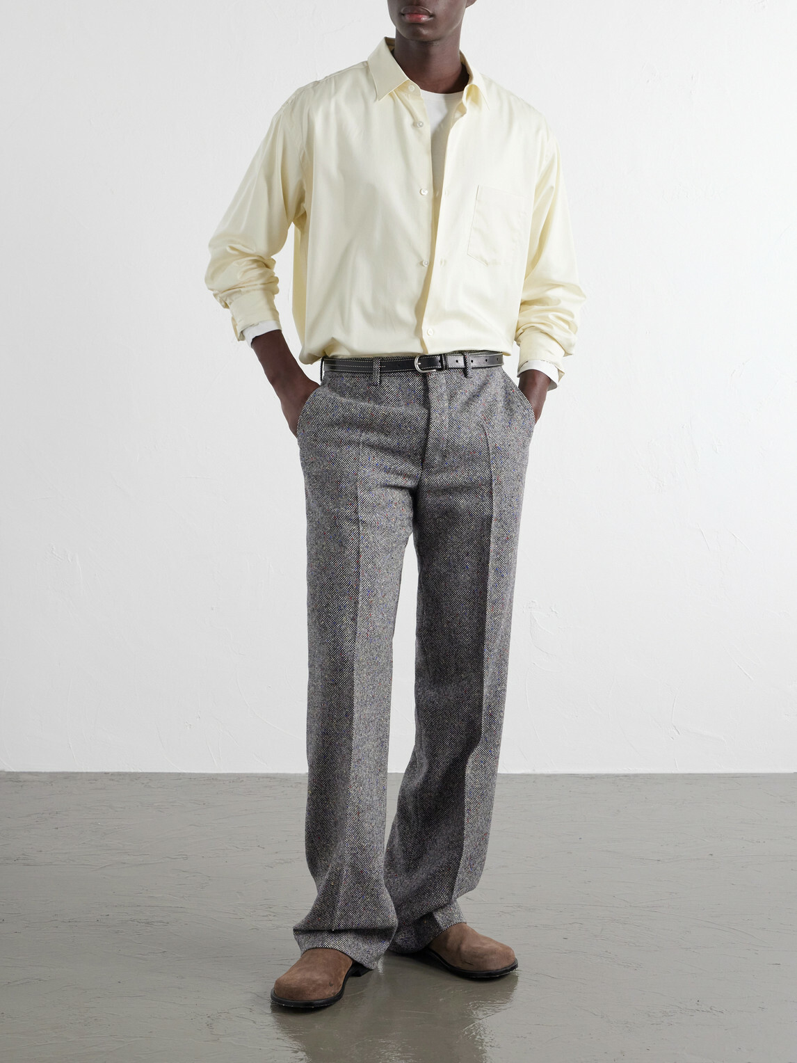 ssstein - Cotton-Satin Shirt - Yellow