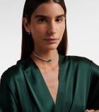 Anita Ko 18kt white gold choker with diamonds and emerald