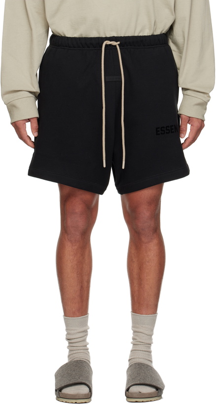 Photo: Fear of God ESSENTIALS Black Bonded Shorts