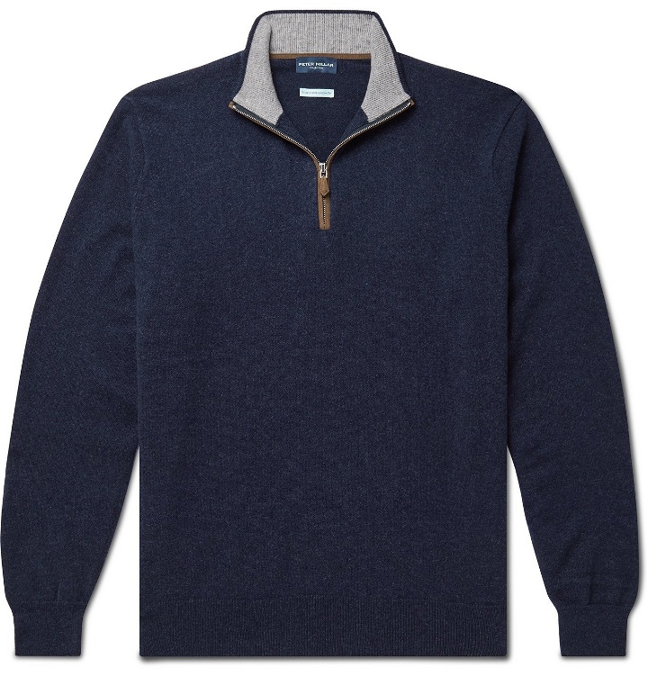 Photo: Peter Millar - Artisan Slim-Fit Cashmere-Blend Half-Zip Sweater - Blue