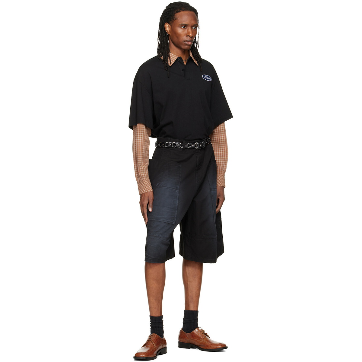We11done Black Washed Bermuda Cargo Shorts