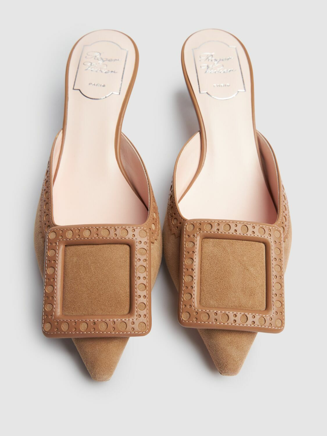 ROGER VIVIER 45mm Viv In The City Suede Mules Roger Vivier