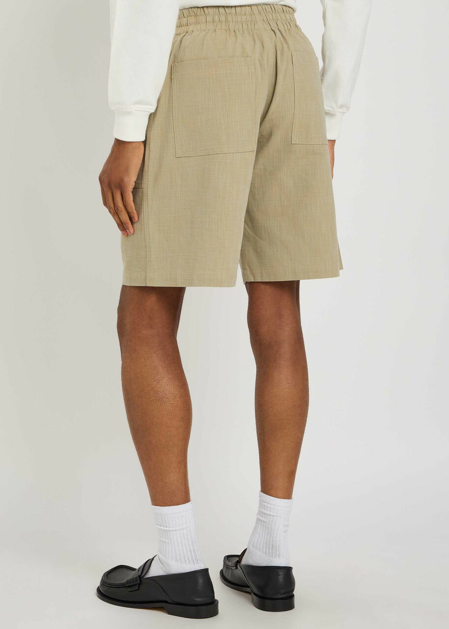DRÔLE DE Monsieur Short Elastiqué Textured Canvas Shorts Khaki
