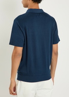 Oliver Spencer Fine-knit Ribbed Cotton Polo Shirt Navy