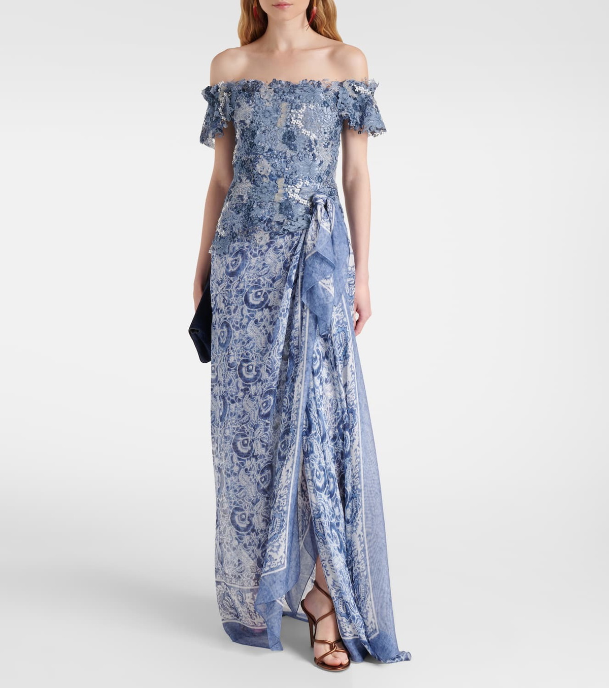 Ralph Lauren Collection Ivanna floral off-shoulder silk midi dress