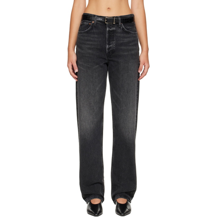 Photo: AGOLDE Black 90's Mid Rise Straight Jeans