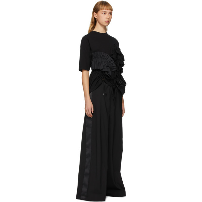 Enfold Black Soft Decorative Pleated T-Shirt