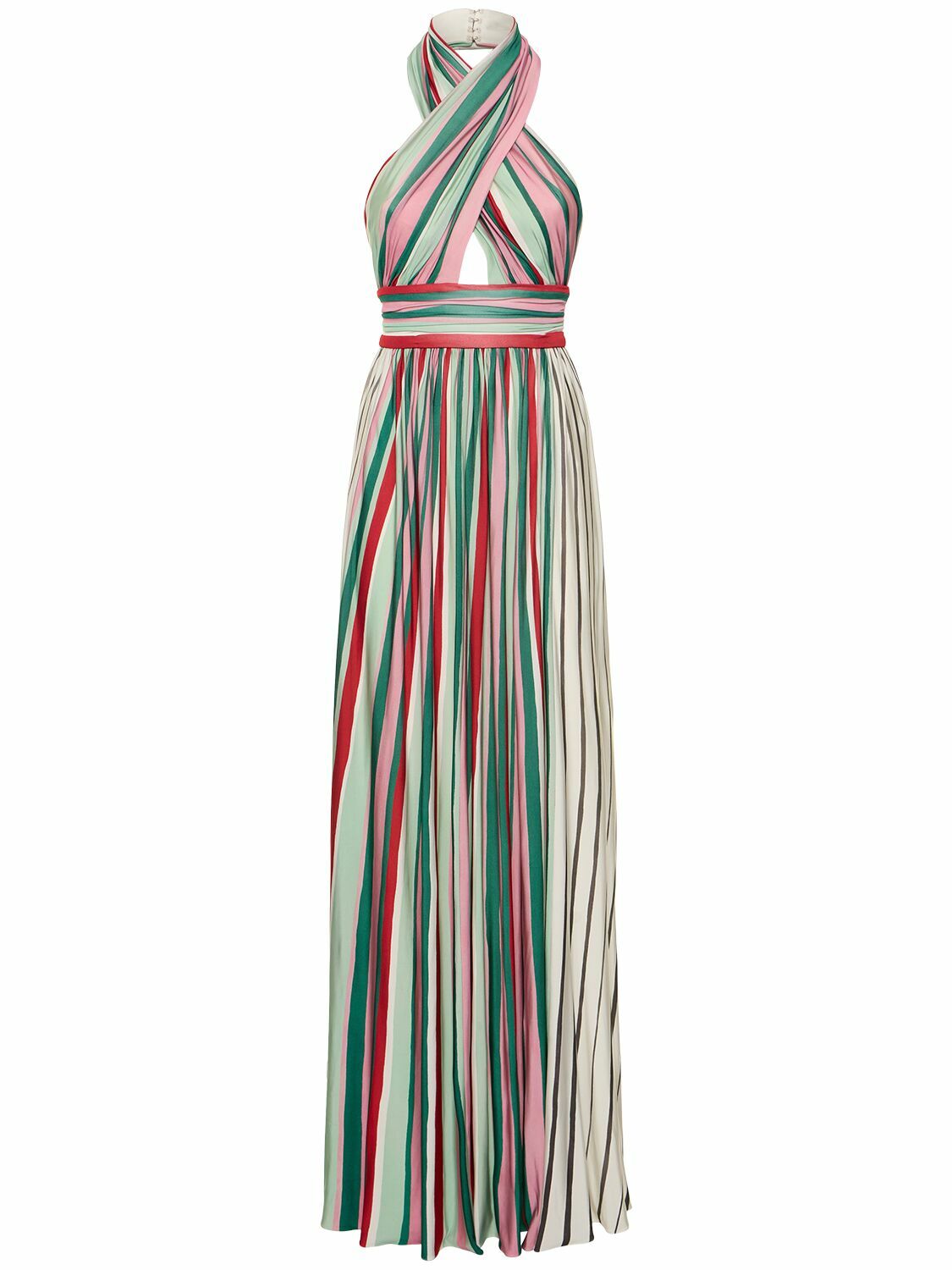 club moves halter dress Esmira Halter Maxi Dress | Brown Stripe | Womens main image 1